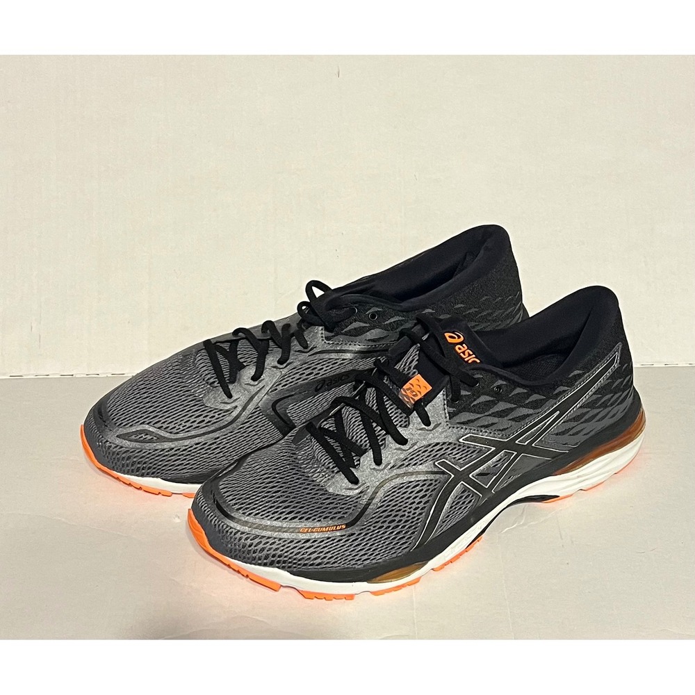 ASICS GEL-Cumulus 19 Black Orange Athletic Running Shoes Men's Size 14 T7B3N